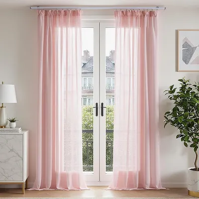 Productafbeelding van Gordijnen met plooiband transparante gordijnen H225xB140 cm set van 2 gordijnen woonkamer modern gordijnen slaapkamer