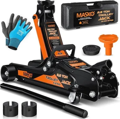 Productafbeelding van Famanu Hydraulische garagekrik, 2,5 ton, met rubberpads en handschoenen - ideaal voor onderhoud en reparaties
