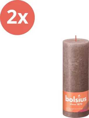 Produktbild von Bolsius - Rustikale Stumpenkerze - 190/68 - 1 Stück pro Packung - Rustikales Taupe - Vorteilspack - 2 Stücke