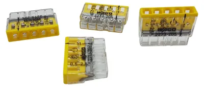 Produktbild von 50 Stück Wago 2273-205 COMPACT-Verbindungsdosenklemme Ø 0,5-2,5 mm², 5-polig, transparent/gelb