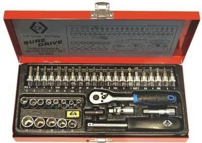 Obrázok produktu pre Sada račňových kľúčov C.K, metrická, 39-dielna, z chrómvanádu Nástrčné hlavice: 4-4,5-5-5,5-6-7-8-9-10-11-12-13-14mm (T4655)