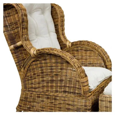 Produktbild von Rattansessel mit Hocker und Polsterauflagen