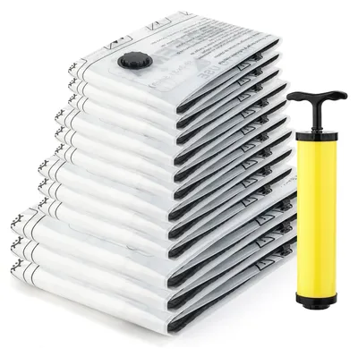 Immagine prodotto di Sacchetto sottovuoto per riporre - Set di 12 sacchi sottovuoto - 60 x 40 cm fino a 100 x 80 cm - Per piumini e abiti