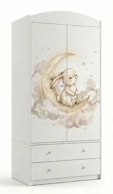 Produktbild von Kinderschrank groß Weiß mit Schubladen und Kleiderstange 88x187 cm Kinder Kleiderschrank 2-türig modern
