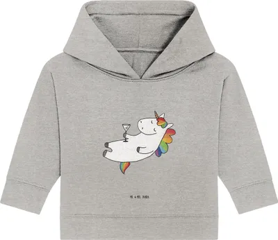 Produktbild von Mr. & Mrs. Panda Organic Baby Hoodie Einhorn Cocktail 24. - 36. Monat - Heather Grey - Geschenk, Cuba Libre, Rum, Unicorn, Kapuzenshirt, Spruch, Caipirinha, Geburtstag