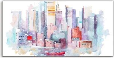 Produktbild von Coloray Acrylbild 120x60  Wandbild Acrylbilder Deko Aquarell New Yorker Stadtbildes