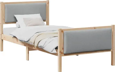 Produktbild von Bettrahmen mit Kopfteil Hellgrau 100 x 200 cm Stoff