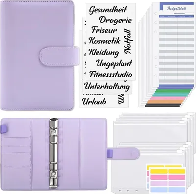 Produktbild von KONVINIT Budget Binder A6 Geldumschläge Etiketten Sparbuch Blau