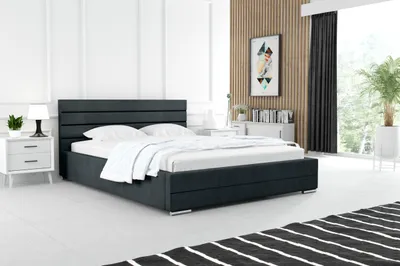 Produktbild von ADIDAR Matteo Polsterbett 180x200cm Doppelbett Metal - Metallrahmen mit hydraulischen Liefern Bett mit Bettkasten und Lattenrost - Premium (Schwarz - Paros 06)