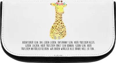 Produktbild von Mr. & Mrs. Panda Make-up Täschchen Giraffe Blumenkranz - Weiß - Geschenk, kosmetik organizer, kosmetikaufbewahrung, kulturtäschchen, Kosmetiktasche, Abenteurer, Freundin