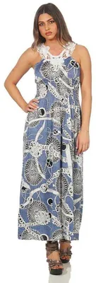 Produktbild von Damen Sommer-Kleid mit Muster; Blau/M/L