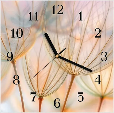 Produktbild von Wanduhr aus Glas mit Motiv Pusteblumen Kunst- 30 x 30 cm - inkl. Aufhängesystem