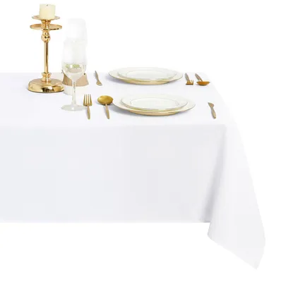 Immagine prodotto di Tovaglia 135x300 cm, bianca, lavabile, idrorepellente, in poliestere, aspetto simile al lino
