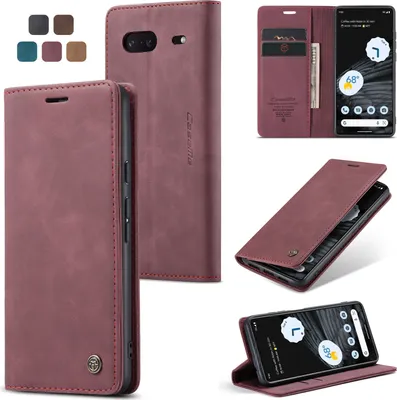 Produktbild von Caseme Handyhülle Leder Hülle Klapphülle Tasche Etui für Google Pixel 7 Karmesinrot