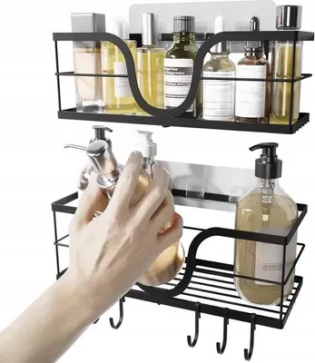 Zdjęcie produktu dla Półka prysznicowa na ścianę organizer czarny 2szt