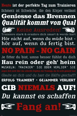 Produktbild von Training - Keine Ausreden! Schwarz Motivational Poster Druck - cm