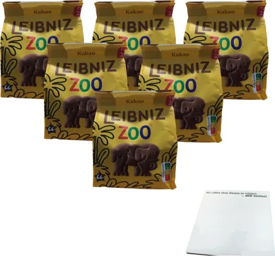 Produktbild von Leibniz Kakao Zoo Safari 6er Pack (6x125g Beutel) + usy Block