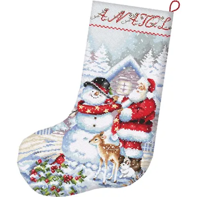 Produktbild von Letistitch Kreuzstich Set "Weihnachtsstrumpf Schneemann und Santa", Zählmuster, 24,5x37cm