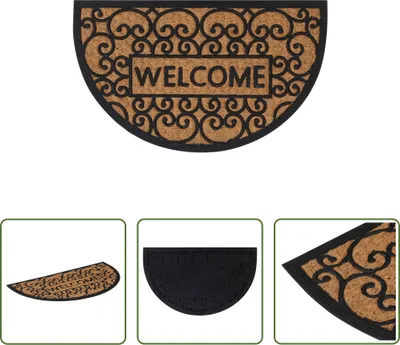 Image de The Living Store Paillasson demi-rond 45x75 cm caoutchouc et fibre de coco