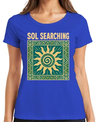 Produktbild von Sol Searching Sonne Tribal Boho Hippie Spirituell Vintage Aztec Damen T-Shirt, Blau, S