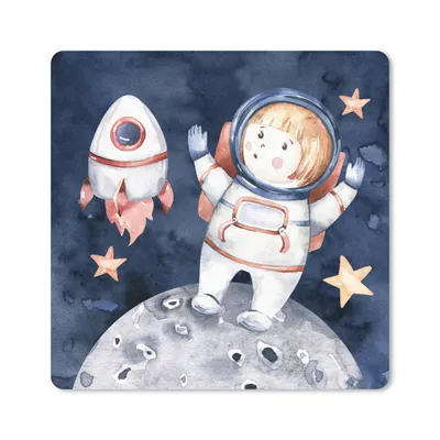 Produktbild von MuchoWow® Mauspad Mousepad Weltraum - Rakete - Mond - Jungen - Mädchen - Kinder 30x30 cm - Mousepads - Maus Mat - Pad - Mausunterlage - Gaming