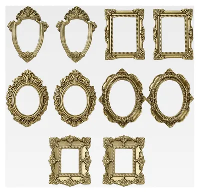 Produktbild von 10 Mini-Gold-Bilderrahmen, Vintage-Mini-Bilderrahmen, kleiner Kunstharz-Antik-Fotorahmen, goldfarben, winzig für DIY-Fotografie, Wand, Zuhause, Hochzeitsdekoration