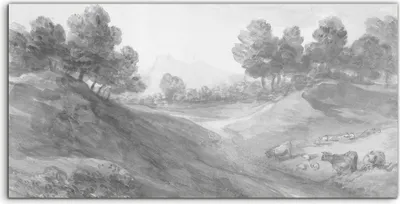Produktbild von Coloray Acrylbild 100x50  Wandbild Acrylbilder Kunst Grau Skizze Landschaft Vintage