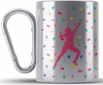 Produktbild von Trendation - Klettern Edelstahl Tasse Karabiner Geschenk Hobby Kletterer Geschenkidee Lustige Edelstahl Tasse Karabiner (Silber)