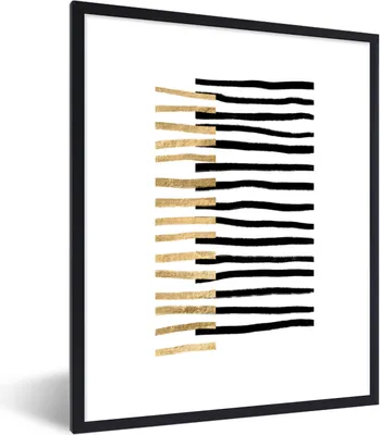 Produktbild von MuchoWow® Gerahmtes Poster Linie - Gold - Gestaltung 60x80 cm - Poster mit Schwarzem Bilderrahmen Wandposter Rahmen Foto Bilder - Premium - Wanddeko Wohnzimmer
