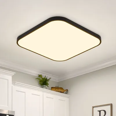 Produktbild von ZMH LED Deckenleuchte Flach 19 W  27 cm warmweiß Deckenbeleuchtung quadratische Flurlampe Schwarz für Schlafzimmer Küche Flur