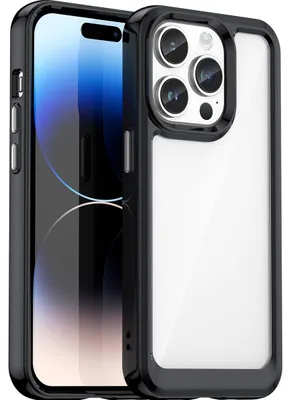 Produktbild von Mobigear Crystal Schutzhülle für iPhone 15 Pro Max, Hartschale, Rückseite - Transparent / Schwarz