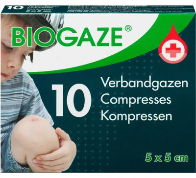 Productafbeelding van BIOGAZE Compressen, 5x5 cm, set van 2 stuks