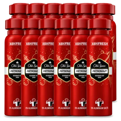 Imagen del producto de 12 aerosoles desodorantes Old Spice Astronaut, sin aluminio, 150 ml - Paquete ahorro - 12 unidades
