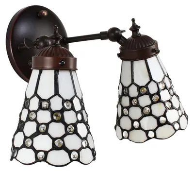 Productafbeelding van Clayre & Eef Wandlamp Tiffany, 30x23x23 cm, wit, bruin, glas