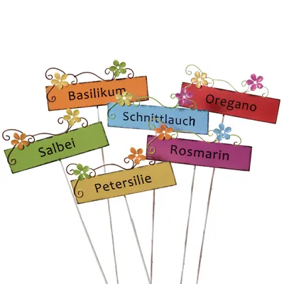 Produktbild von 6-tlg. Set Kräuterstecker aus Metall - Gartenstecker H 30 cm - Pflanzenschilder - Pflanzschilder - Pflanzetiketten