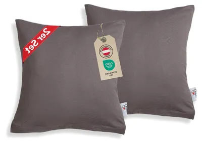 Produktbild von Kissenbezug 40x40 cm (2er Set) - 100% Baumwolle mit YKK-Reißverschluss, weicher Bezug, , Anthrazit