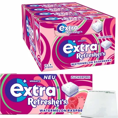 Produktbild von Wrigleys Extra Refreshers Wassermelone Himbeere (12x8 Stück) VPE + usy Block