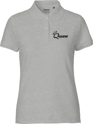 Produktbild von Huuraa Damen Polo Shirt Queen Krone XXL Sport Grey Bio Baumwolle Fairtrade Poloshirt Geschenkidee