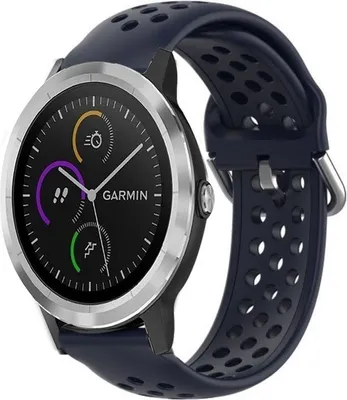 Produktbild von Strap-it Garmin Vivoactive 4 Armband Silikon mit Löchern - 45 mm - Dunkelblau