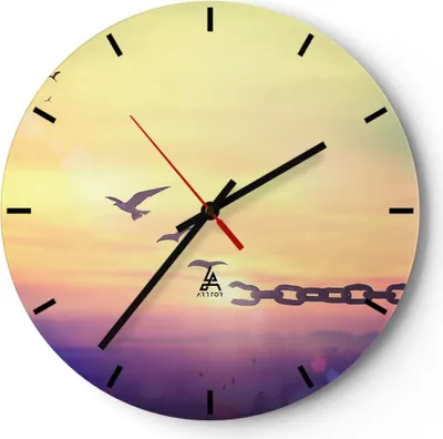 Produktbild von Wanduhr - Rund - Glasuhr - Vogel Natur Wiese - 40x40cm - Schleichendes Uhrwerk - Lautlos - zum Aufhängen bereit - Dekoration Modern - Wanddekoration aus Glas - C3AR40x40-3917