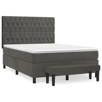 Immagine prodotto di vidaXL Letto a molle con materasso grigio scuro 140x190 cm in velluto