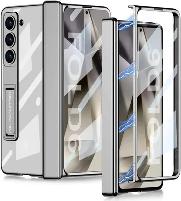 Obrázek produktu pro Pouzdro na Samsung Galaxy Z Fold 6, s Magnetické ochranou pantu, PC průhledné krytem, stojánkem a ochranou displeje šedé