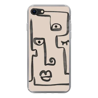 Produktbild von MuchoWow® Handyhülle Schutzhülle Hülle für iPhone SE 2022 Auge - Lippen - Strichzeichnung Silikon Softcase Handy Hülle - Schutzhülle