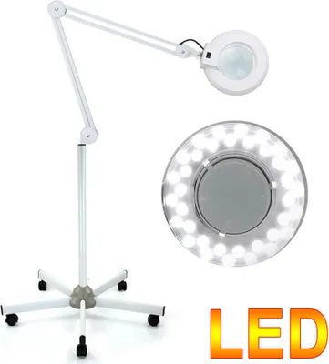 Produktbild von Lupenleuchte LED Lupenlampe mit Fuß Kosmetikleuchte Kosmetiklampe Höhenverstellbar für Schöne Medizinisch, Maniküre mit Halterung für Boden