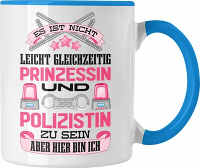Produktbild von Trendation - Polizistin Geschenk Tasse mit Spruch Geschenke Polizei Frauen Lustig Blaulichtmilieu (Blau)