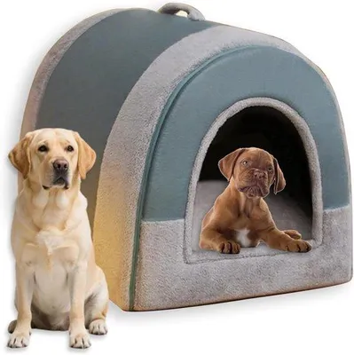 Produktbild von Hundehaus - 2-in-1-Design - Kalmerndes Schlafzimmer - 56 x 43 x 43CM - Blau