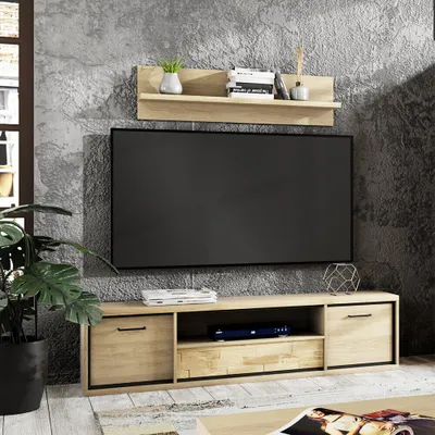Produktbild von Wohnwand 2-teilig modern in Eiche MEGARA-161