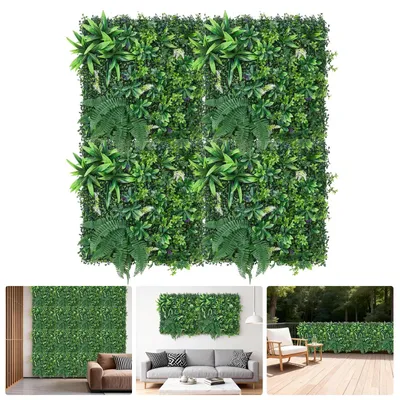 Zdjęcie produktu dla Panele ścienne z sztucznej trawy – zestaw 4 sztuk 50 x 50 cm – osłona przed wzrokiem, sztuczny żywopłot, tło fotograficzne – dekoracja balkonu i ogrodu – zielone