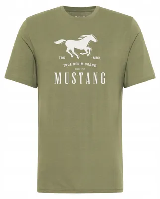 Produktbild von Mustang | Style Alex Herren-Freizeit-T-Shirt aus grüner Baumwolle, Größe S