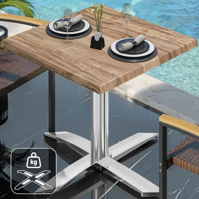 Produktbild von WTG | Bistro Außen Tisch | B: T: H:  70 x 70 x 75,5 cm | Sheesham / Aluminium | Quadratisch | Zusatzgewicht | Bistro Tisch Gastro Tisch